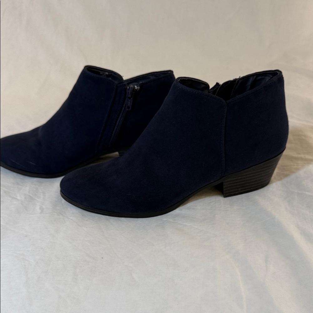 Style & Co Faux Suede Navy Ankle Boots Size 7.5